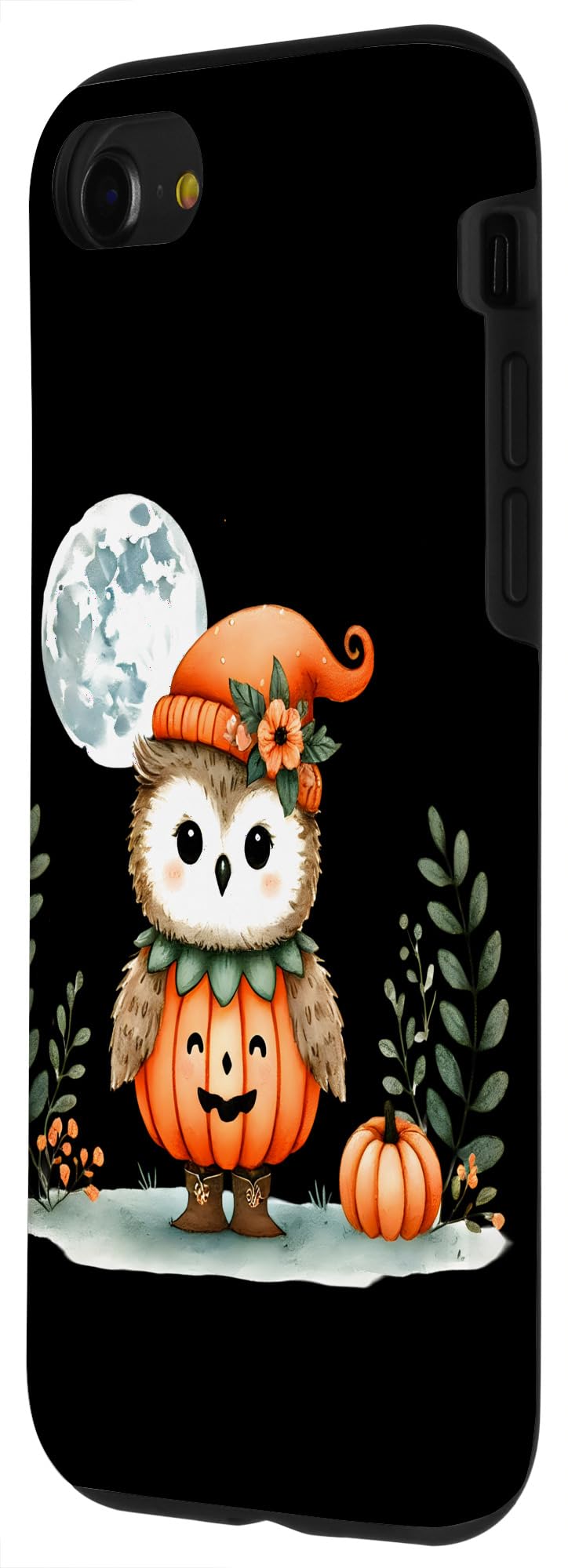 iPhone SE (2020) / 7 / 8 Halloween Owl With Pumpkin Costume Full Moon Case - Image 2
