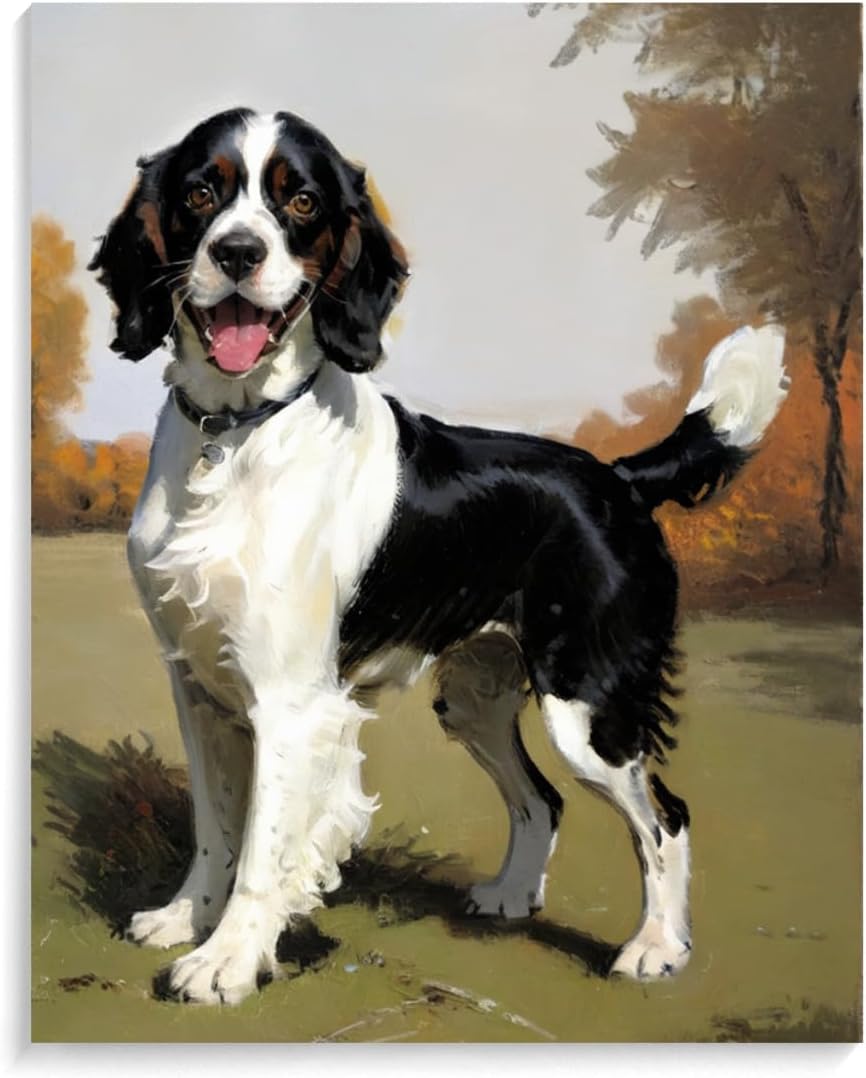 DIY Paint by Number for Adults Beginner Springer Spaniel Dog Paint by Number on Canvas DIY Oil Painting for Gift Home Wall Decor 20x24inch(50x60cm) Frameless
