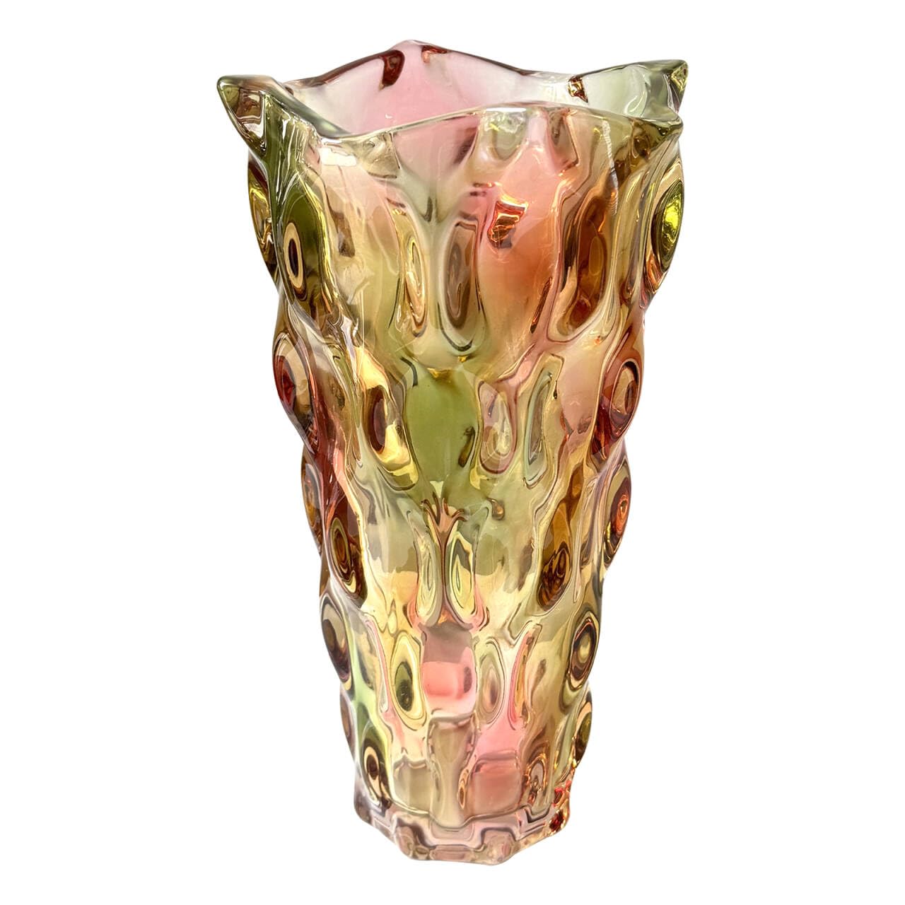 BSDLZCH 9 Inch Glass Flower Vase, Heavyweight Design, Red/Green