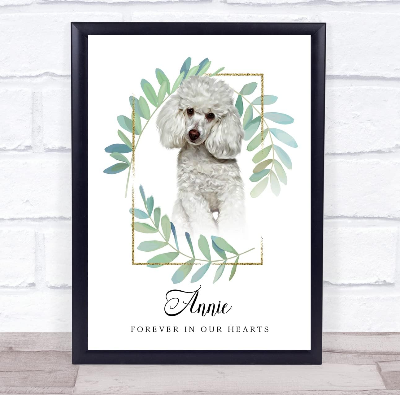 White Poodle Pet Memorial Dog Forever in Our Hearts Personalized Gift Print