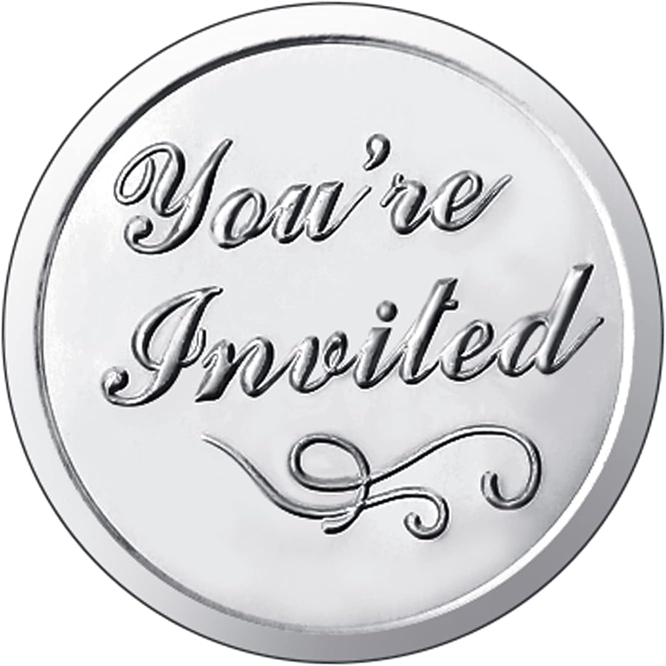 100 Pieces Silver You're Invited Embossed Foil Seals Sticker Embossed Aluminum Foil Envelopes Sticker for Wedding Envelopes Present Decoration