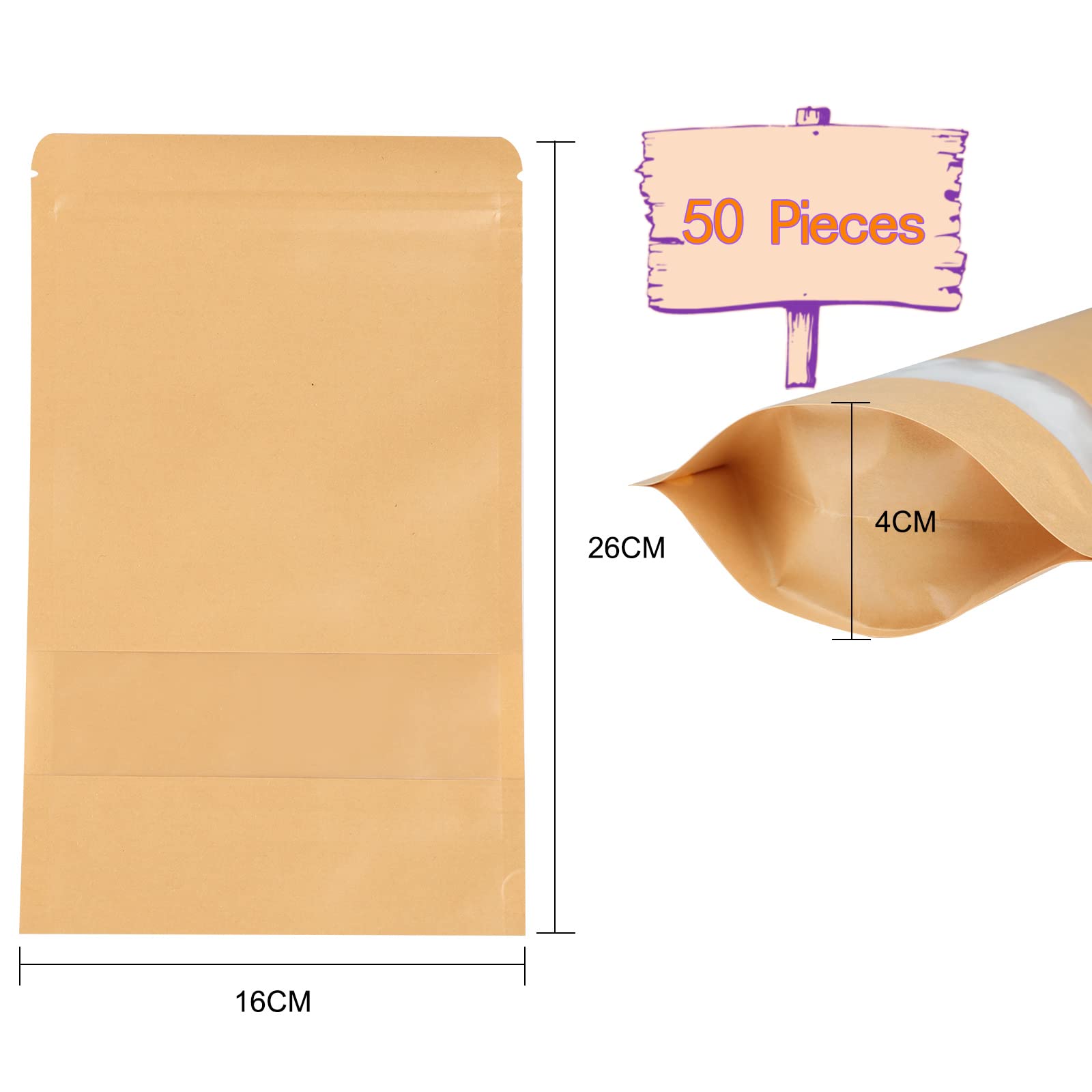 50 Sachets En Papier Kraft Pour Frites, Snacks - Cônes Alimentaires Pratiques - Taille 12x6 Cm - Pour Vente à Emporter, Fêtes