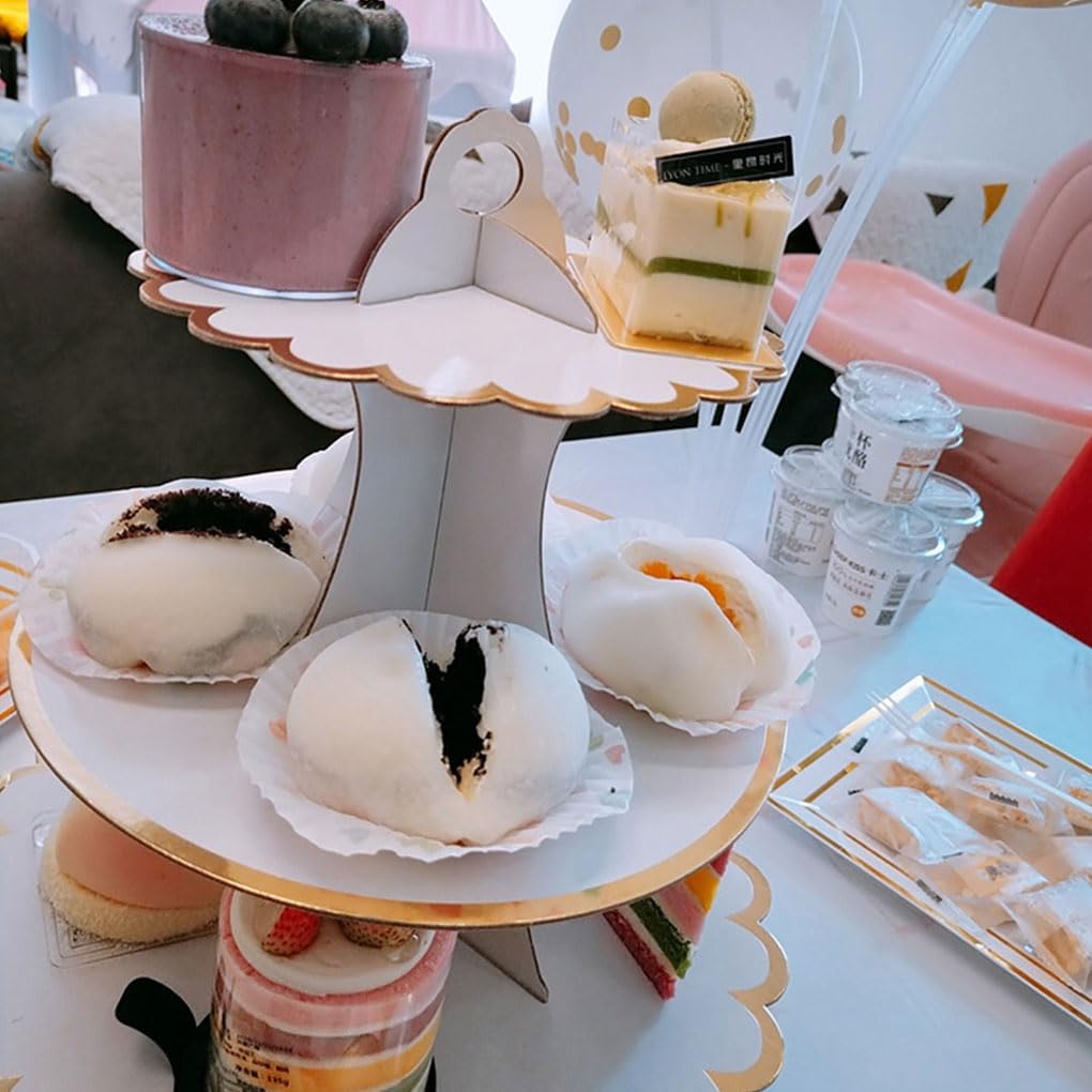 Juego de 5 soportes para tartas de 3 niveles, para cupcakes, mousse, galletas, platos, bodas, aniversarios, fiestas, redondos, color azul claro