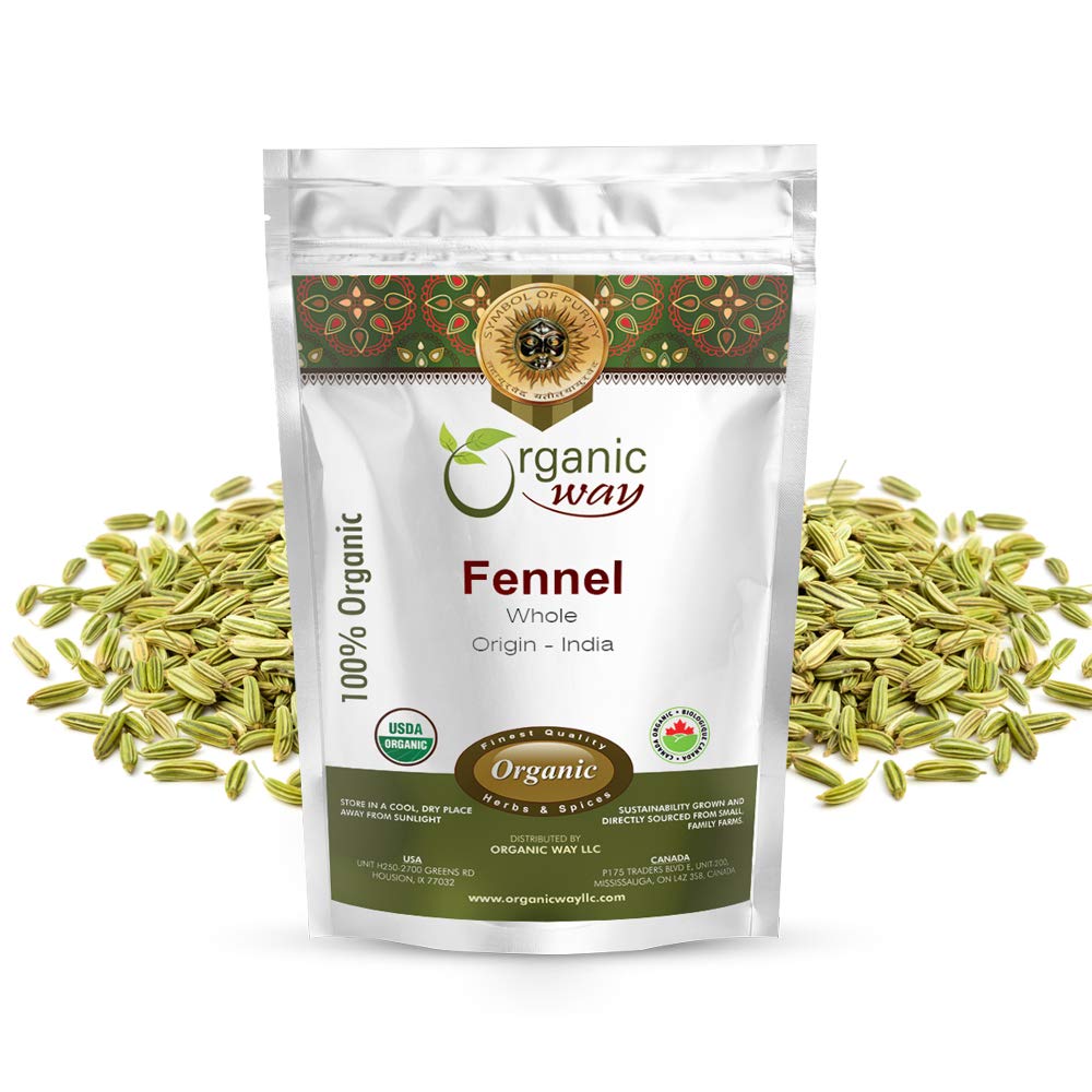 Organic Way Fennel Seed Whole (Foeniculum vulgare) - Improve Digestion | Organic & Kosher Certified | Raw, Vegan, Non GMO & Gluten Free | USDA