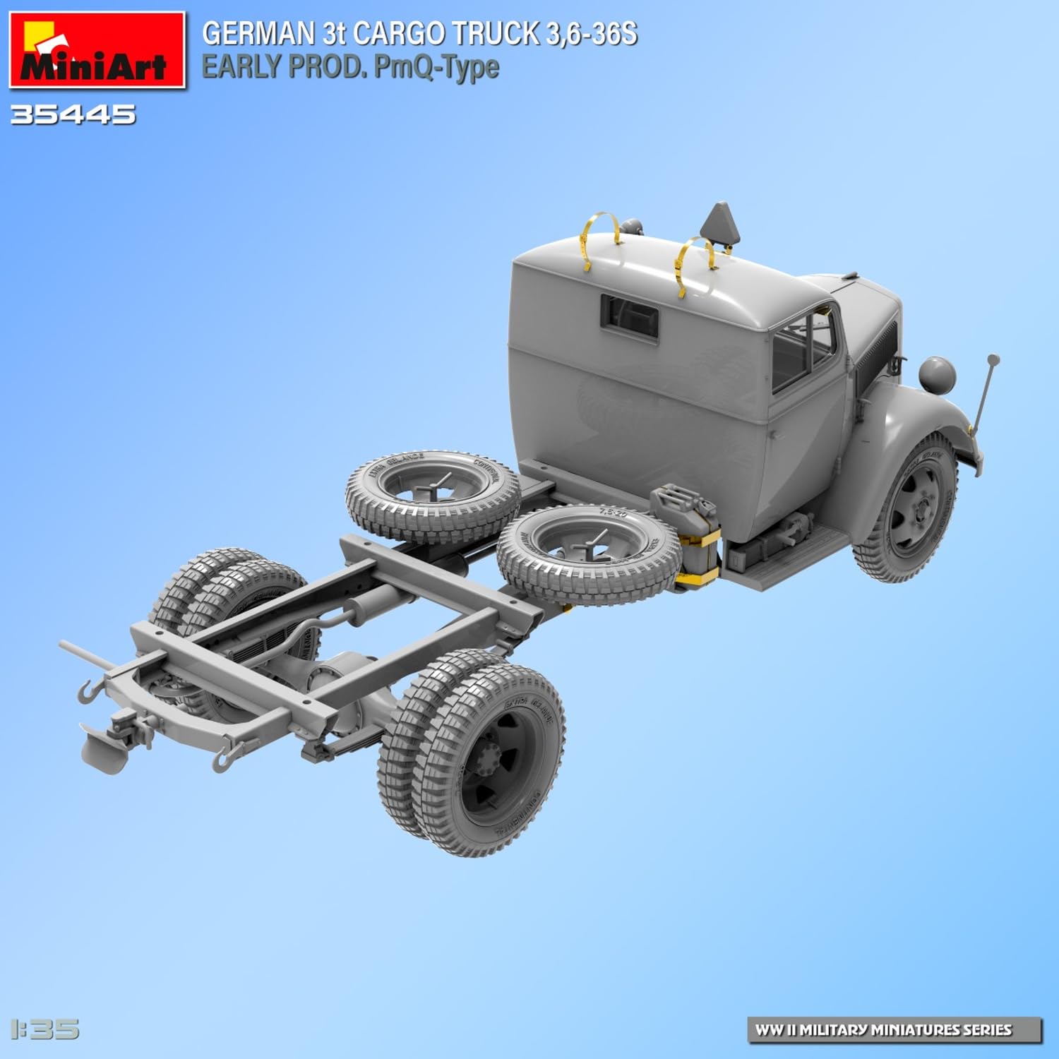 MiniArt 35445 1:35 Dt. 3t Cargo Truck früfrühen Prod. - Reproducción fiel de maquetas, fabricación de maquetas, kit de plástico, manualidades, afición, pegado, maqueta, montaje, sin pintar