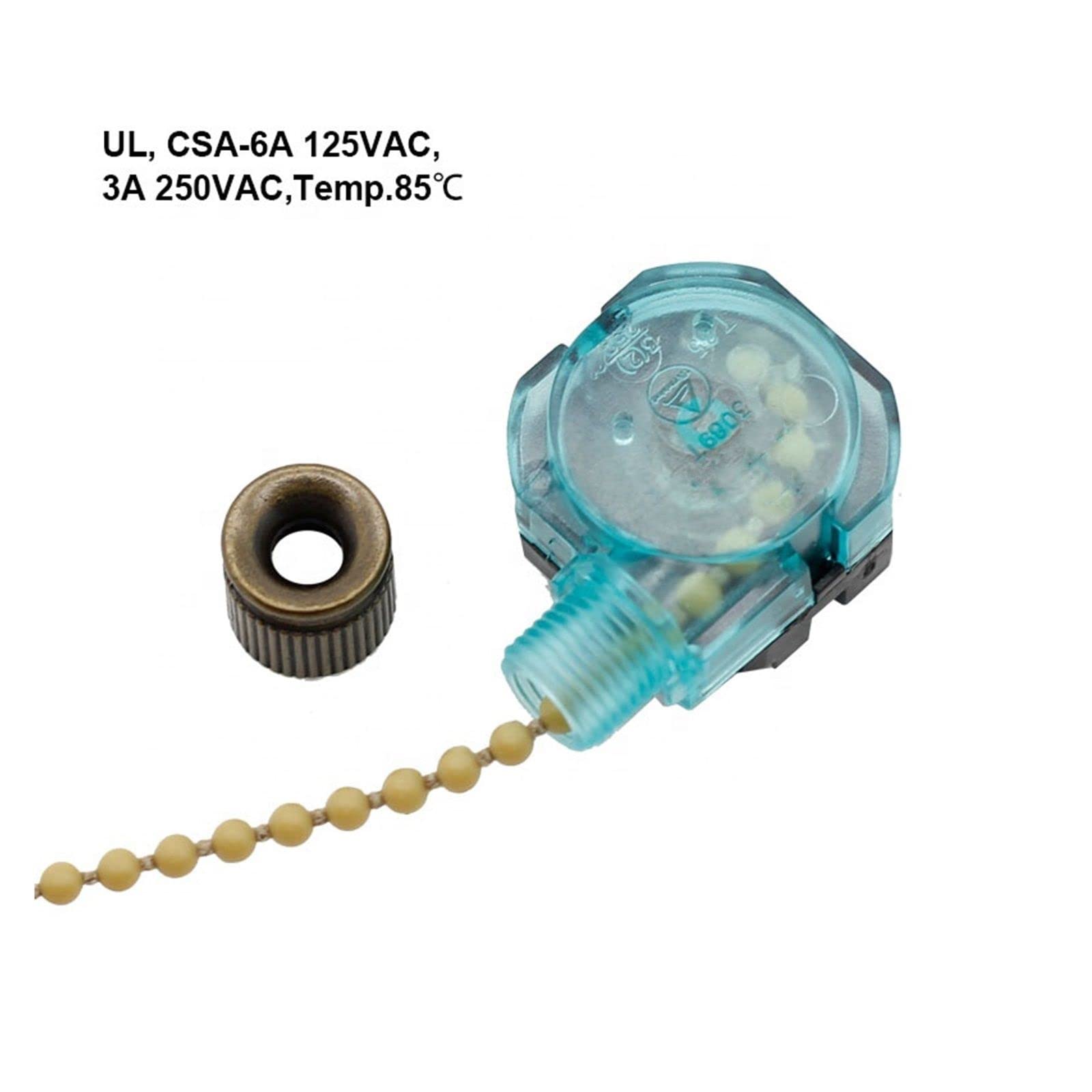 Interruttore a Tirante, Interruttore a soffitto, Interruttore a Catena a 3 Posizioni 4 Fili 3A 250VAC 6A 125VAC Interruttore Luce Ventilatore a soffitto