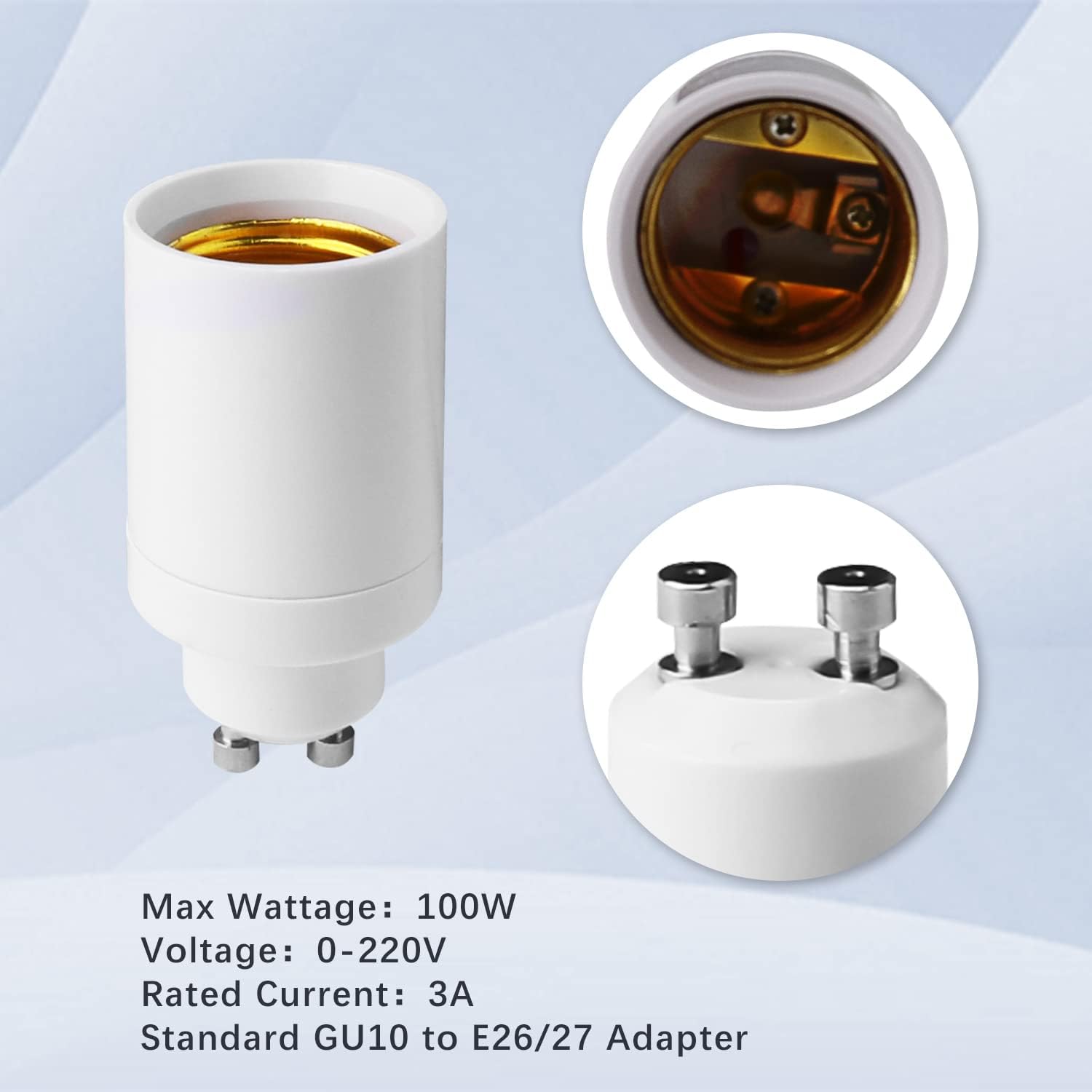 GU10 to E26/E27 Light Sockets Adapter, Light Bulb Socket, Bulb Base Adapter, Converters Lamp Holder, Converts GU10 Pin Base Fixture to E26/E27 Standard Screw-in Socket(8)