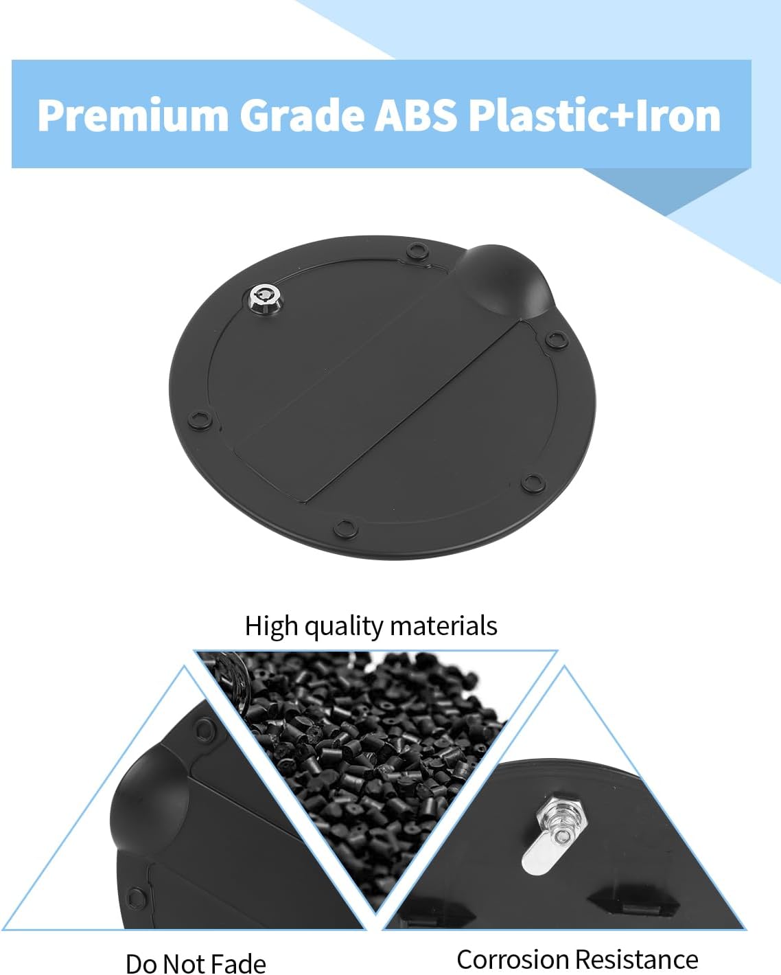 Voodonala Gas Tank Cap Cover Fuel Door Trim with Lock Compatible with Ford F150 Accessories 2015-2020, Matt Black