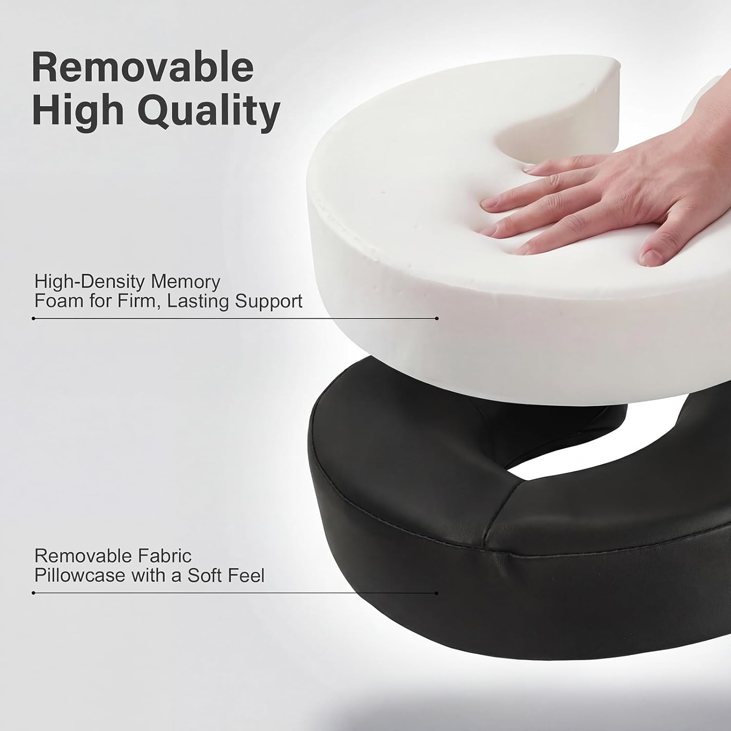 Portable Massage Headrest for Bed, Easy-Install Adjustable Face Cradle with Memory Foam for Couples, Home Spa & Recovery, Fits 6-17” Mattress, Black