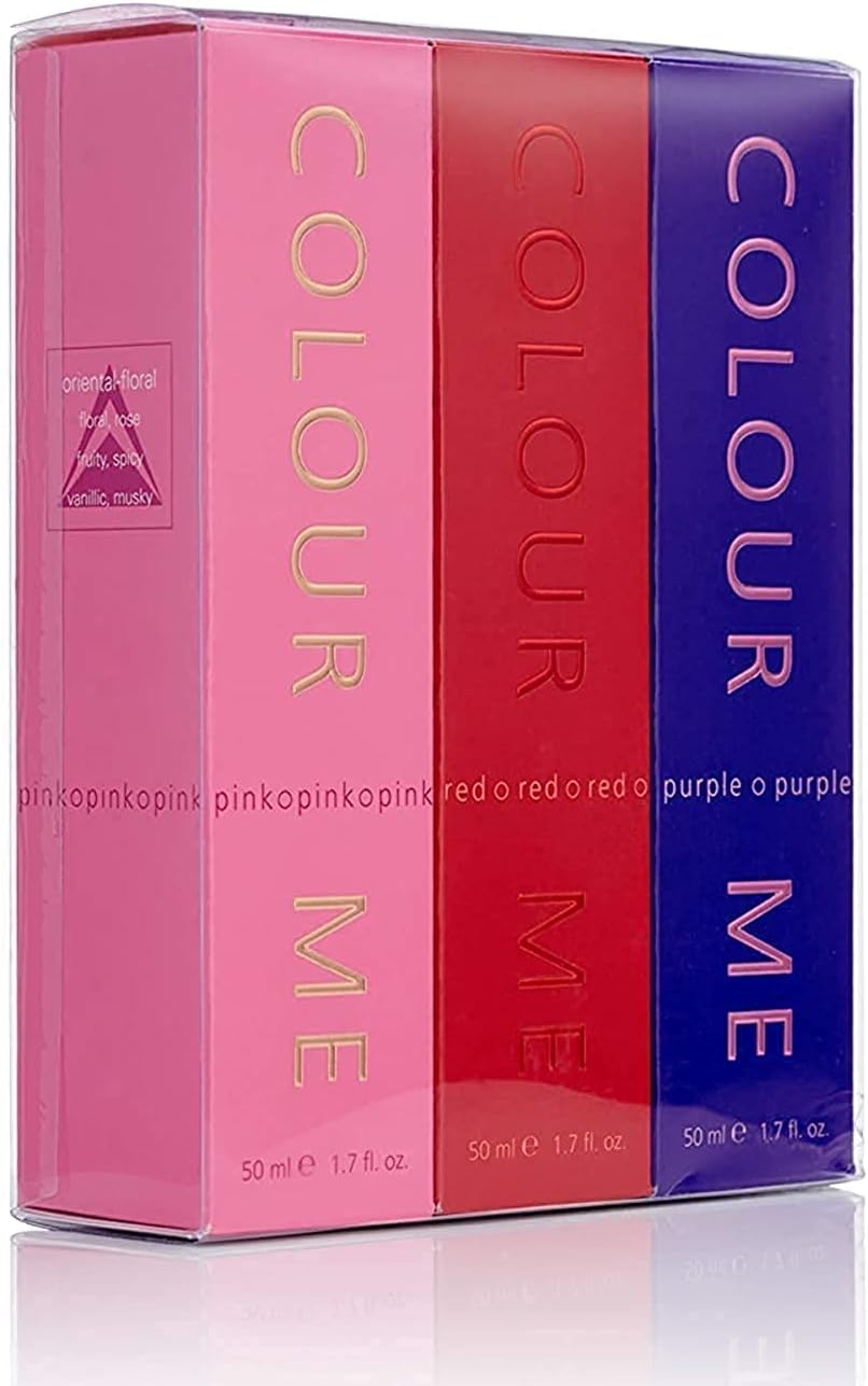 COLOUR ME, Pink/Purple/Red – Triple Pack, Fragrance for Women, 3 x 50ml Eau de Parfum, by Milton-Lloyd