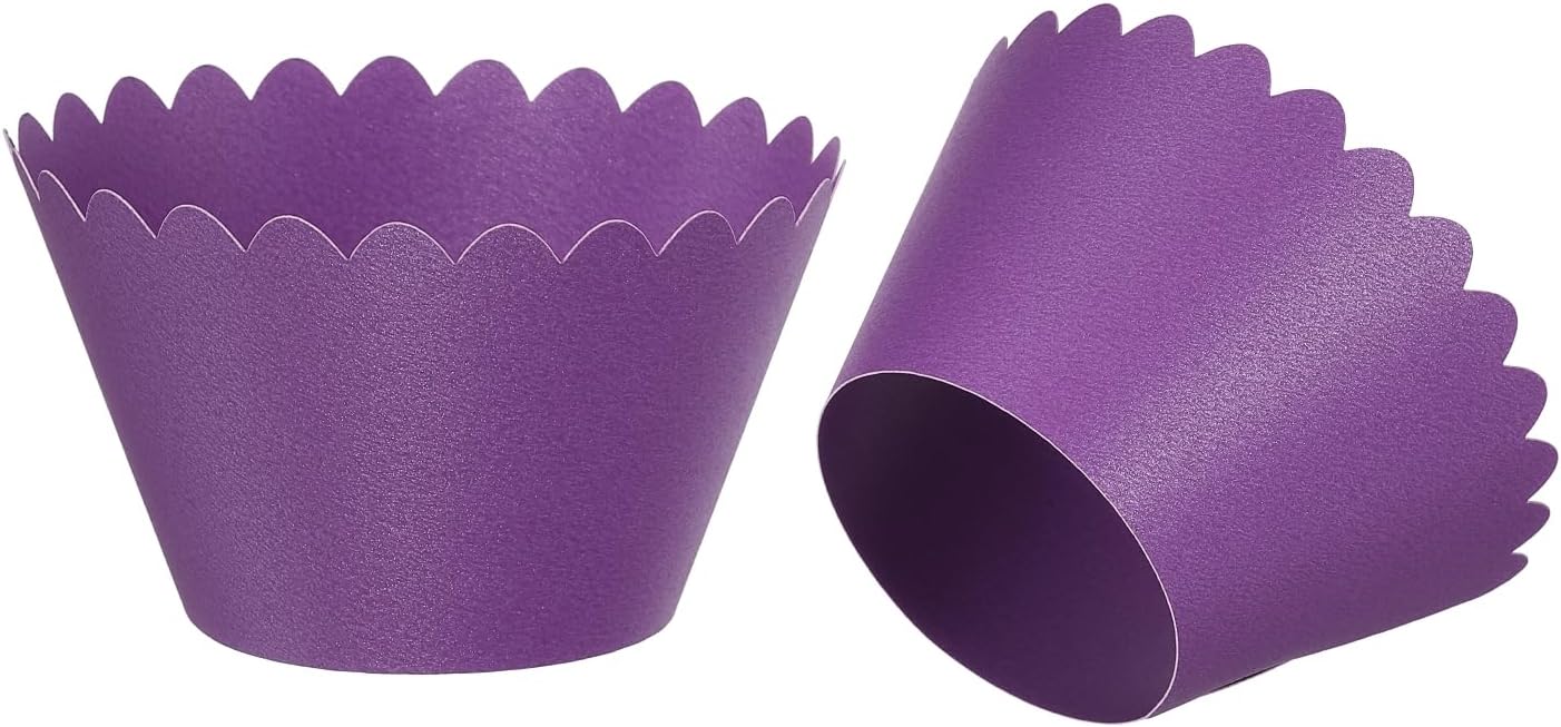 PATIKIL Cupcake Wrappers Paper, 50 Pack Baking Cups Standard Wave Decoration for Anniversary Birthday Weddings and Parties, Dark Purple