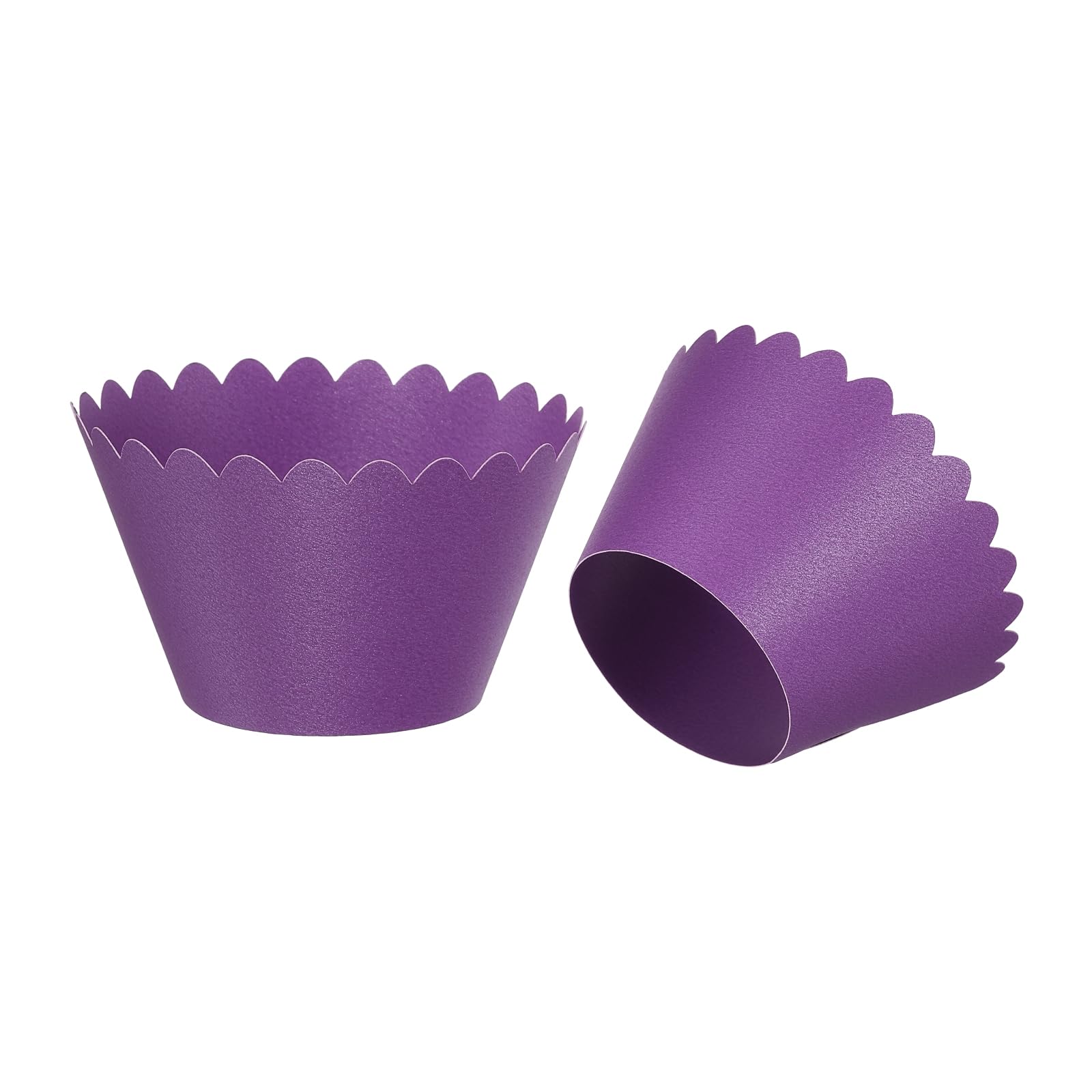 Caissettes en papier pour cupcakes PATIKIL à bords ondulés résistants, couleur violet foncé