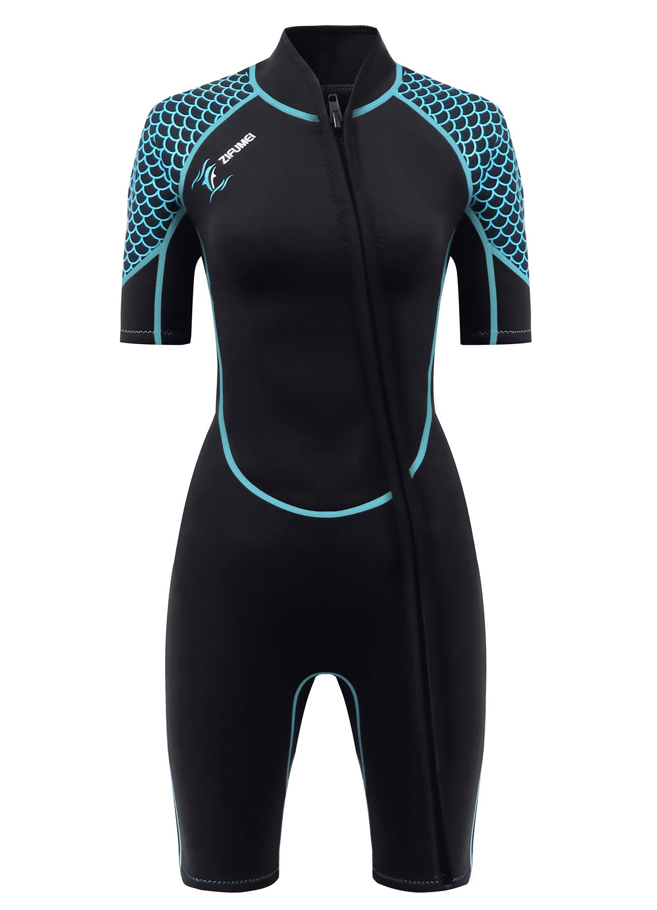 Traje de neopreno corto para mujer de 3 mm, traje de buceo con cremallera frontal, traje de buceo de una pieza, secado rápido, protector de erupción de cuerpo completo para buceo, esnórquel, surf,