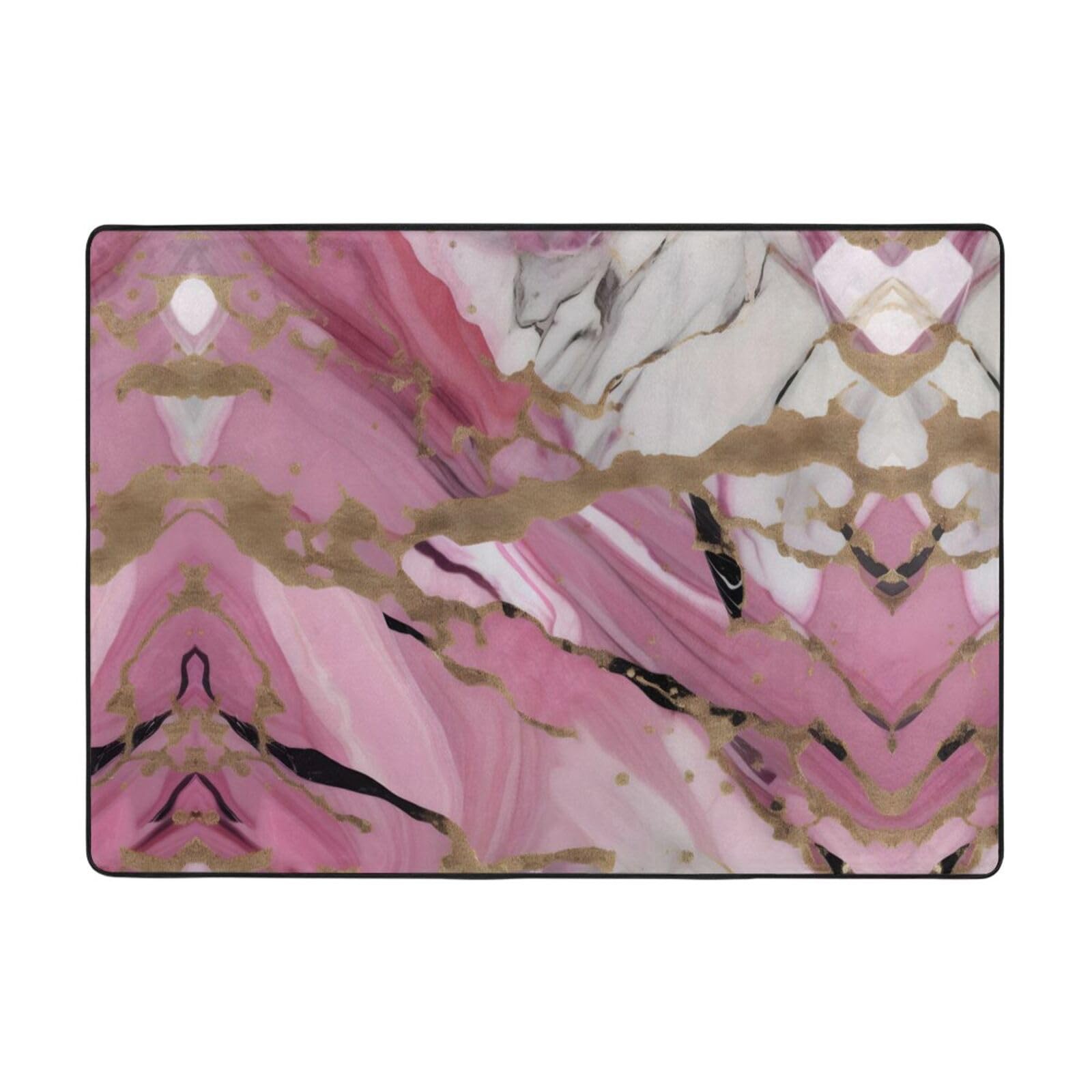 Tapis lavable rose et blanc de luxe pour salon et chambre
