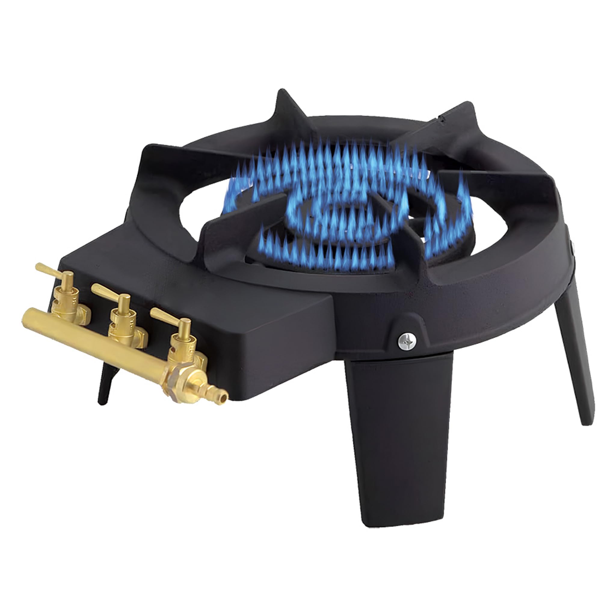 Fornellone Fornello a gas gpl in Ghisa 3 rubinetti e 4 piedi con fiamma regolabile e tripla corona ideale per Campeggio, Picnic e Catering 9,5 kW