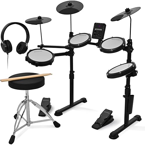 Electric Drum Set Adult, Electronic Drum Set for Beginners Adults, Drum Kit with 3 Mesh Pads, 150 Sounds, 30 Songs, 15 Kits, USB MIDI, Headphones, Throne, Sticks, Pedals, MT20C, Black