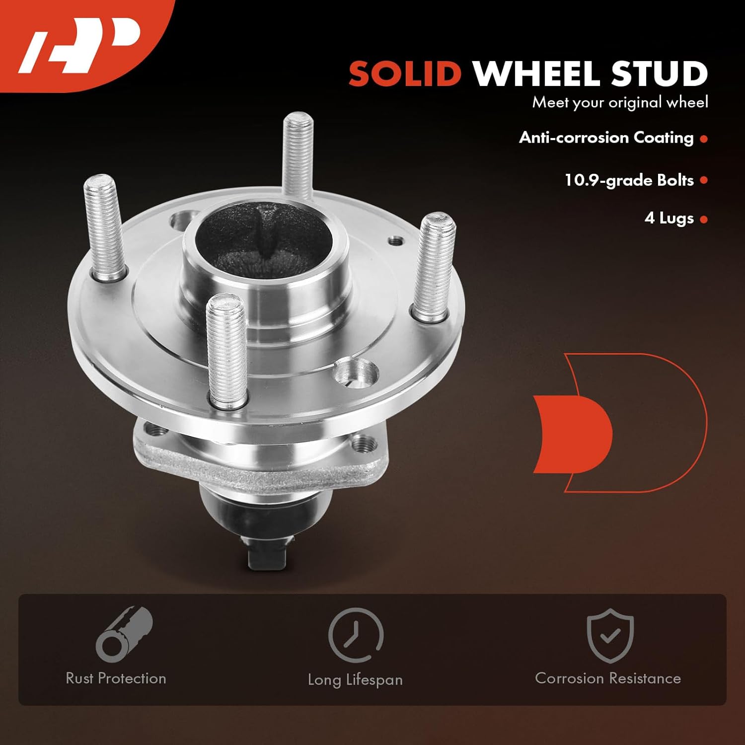 A-Premium Rear Wheel Bearing and Hub Assembly with ABS & 4-Lug Compatible with Suzuki Forenza 2004-2008, Reno 2005-2008, Verona 2004-2006 & Chevrolet Epica, Optra, 4-Wheel ABS Only