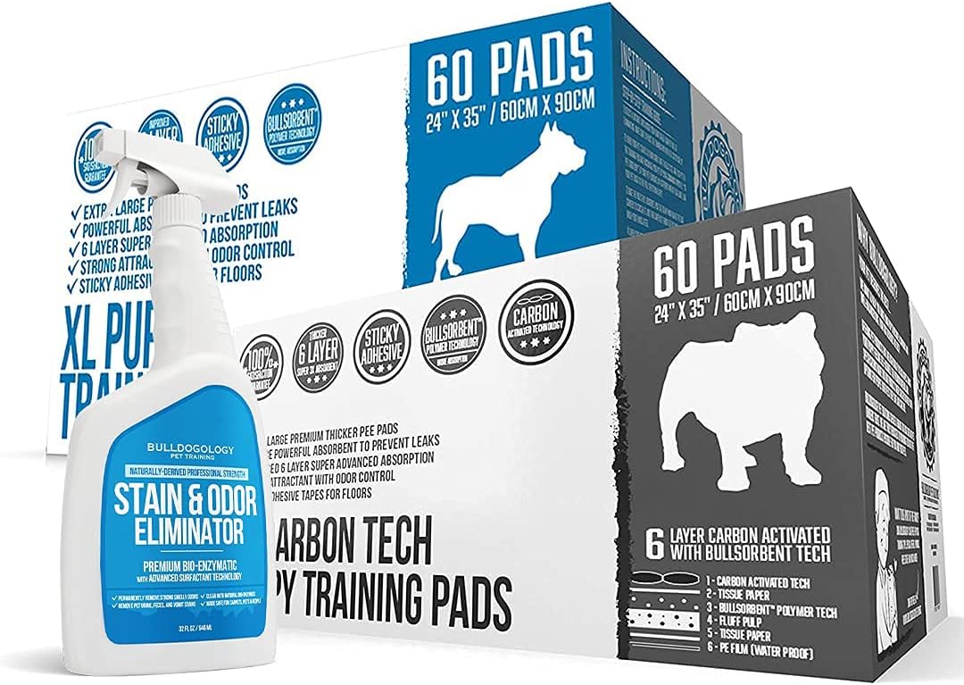120-Count Dog Pads w Stain & Odor Remover Bundle