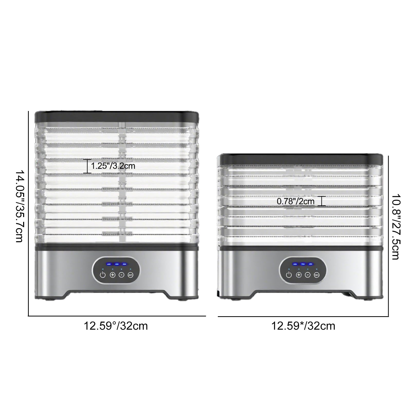 Deshidratador alimentario 400 W, 8 bandejas ajustables, 42 – 70 °C, temporizador 72 H | Sin BPA,Silencioso y Compacto,Deshidratador de alimentos para frutas, verduras, hierbas y carne