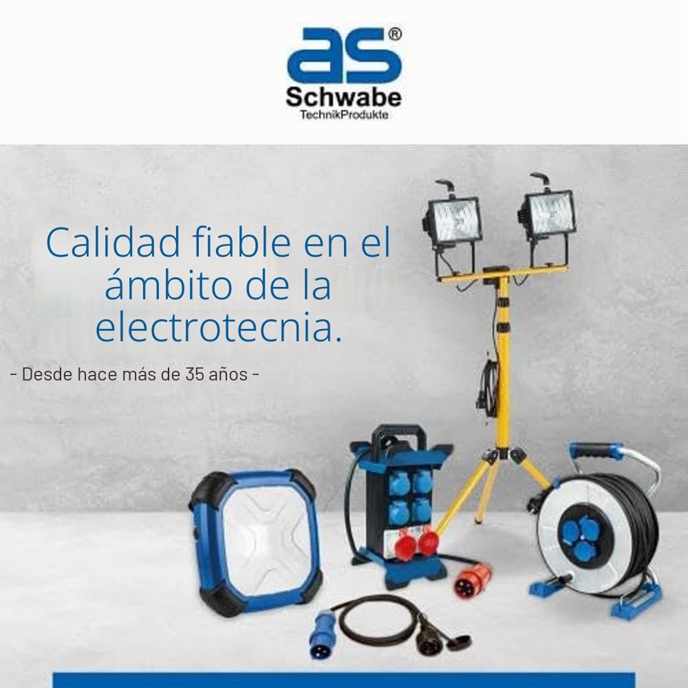 as - Schwabe Inserto de Enchufe para Carrete de Cable, 4 Tomas de Corriente con Toma de Tierra, Interior IP20, Interruptor térmico, 230 V 16 A