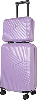 Swirf - Juego de equipaje de 2 piezas color lila malva, juego de viaje de carcasa dura con funda giratoria y estuche de tocador organizado, cerradura TSA, portavasos y correa elástica
