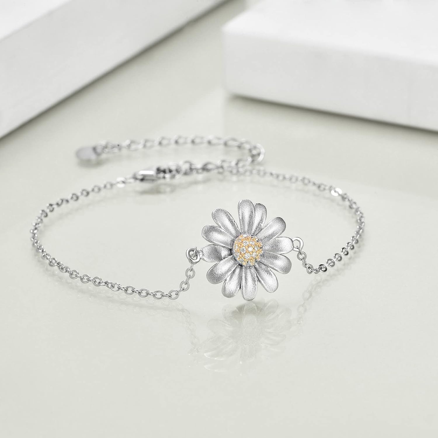 POPLYKE Daisy Flower Bracelet for Women 925 Sterling Silver Daisy Bracelet Daisy Jewelry - Image 5