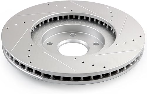 Miniatura 4 de SCITOO Kits de freno, 4 rotores de freno ranurados perforados para Infiniti EX35, EX37, G25, G35, G37, M35, M45, Q40, QX50, 350Z, 09-17 para Nissan