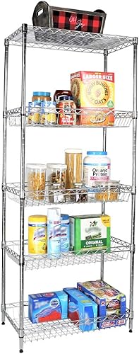 Miniatura 2 de Estantería de alambre cromada de 5 estantes con cestas 24"x14"x60" (cromado)