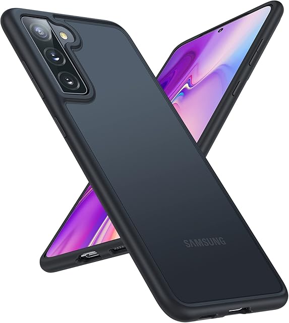 TORRAS 100% ShockProof Case for Samsung S21 Case [SGS Military Drop Tested] Translucent S21 Cover Strong Hard Matte Back with Silicone Bumper Protective Slim Samsung Galaxy S21 Case 5G 6.2 inch-Black