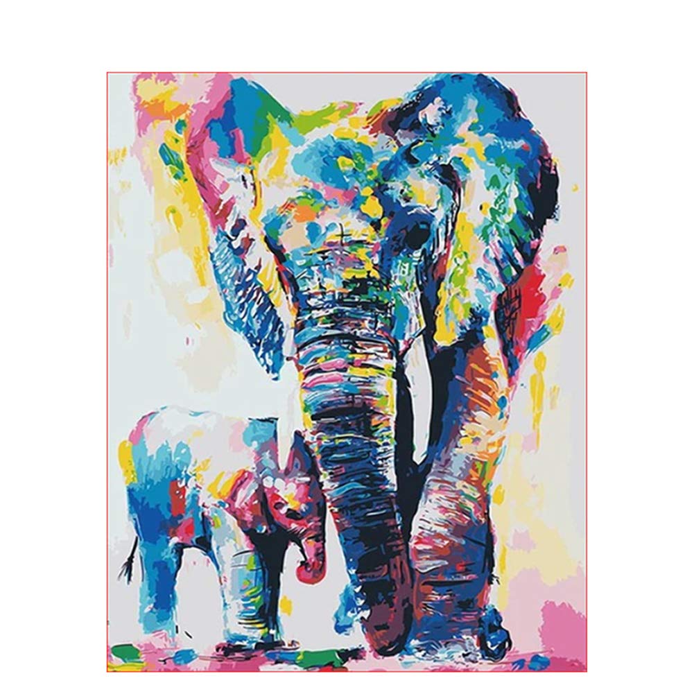 ABEUTY Paint by Numbers Colorful Elephants Animal 40 x 50cm DIY Painting by Numbers Kits (Elephants, No Frame)