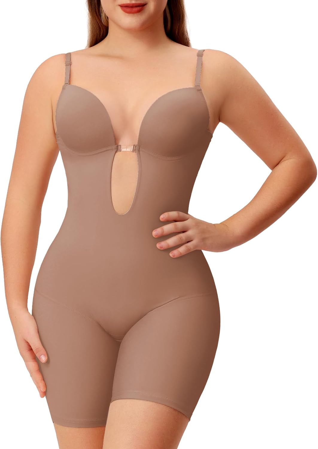 Slimers Backless Shapewear Strapless Bodysuit - Low Back Women Body Shaper : Slimming Built In Bra With Plunge