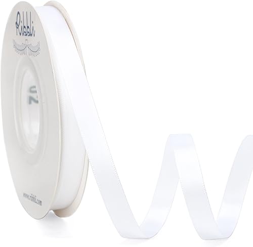 Ribbli - Cinta de satén blanca de doble cara, 38 pulgadas x 25 yardas, uso para ramo de lazos, envoltura de regalos, arreglos florales