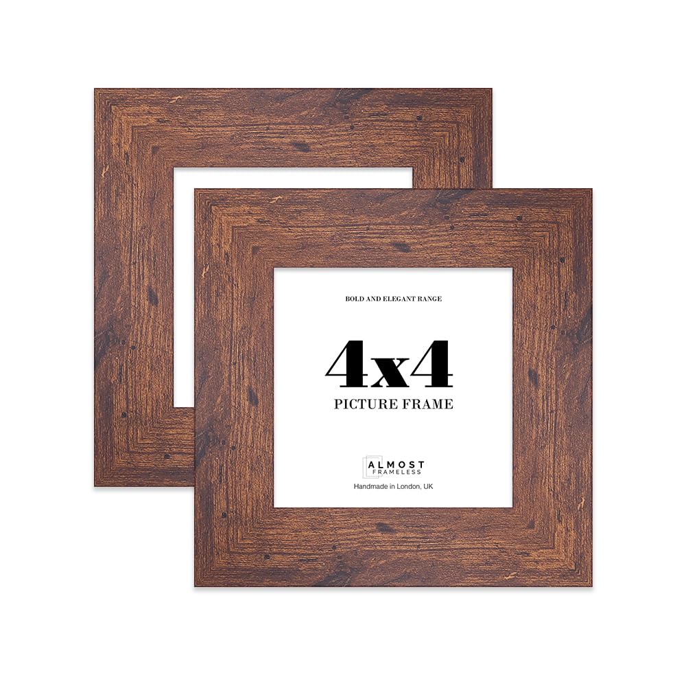 4x4 Photo Frame, Display 4x4 Pictures (22.9 x 15.2cm) Picture Frame for wall Display - Rustic Wood - 2 Pack — image 1