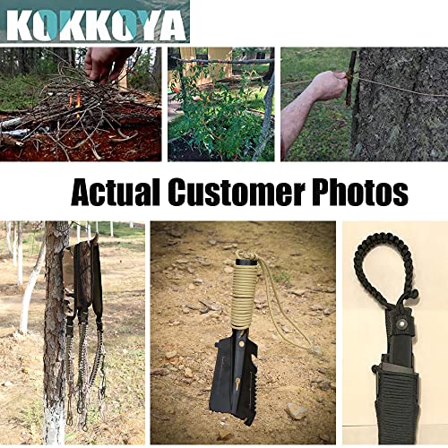 Kokkoya Paracord 4-In-1 Survival Paracord Fire Cord 550 Paracord 10 Strand Survival Ropes 5/32" Diameter Parachute Cord U.s. Military Type Iii With Integrated Fishing Line, Fire-Starter Tinder #TOP5