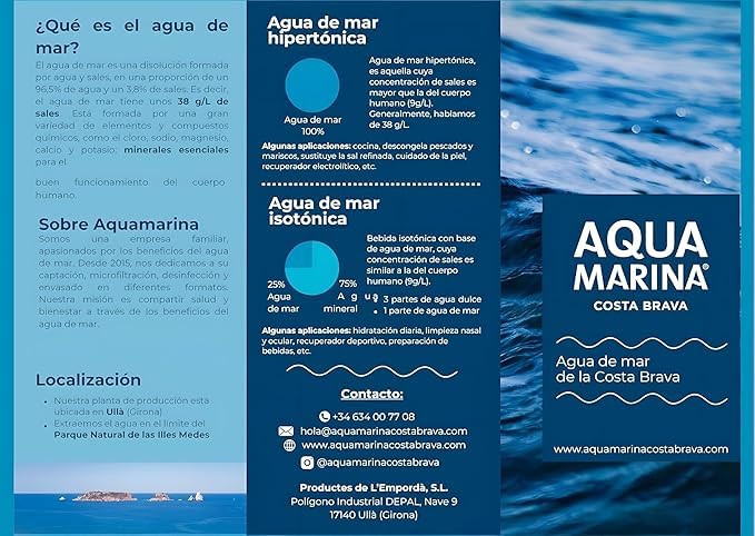AQUAMARINA Costa Brava Agua de Mar Isotónica 5L |100% Natural Hidratación Deportiva y Bienestar | Calidad Mediterránea (1, Bag-in-Box 5 LITROS)