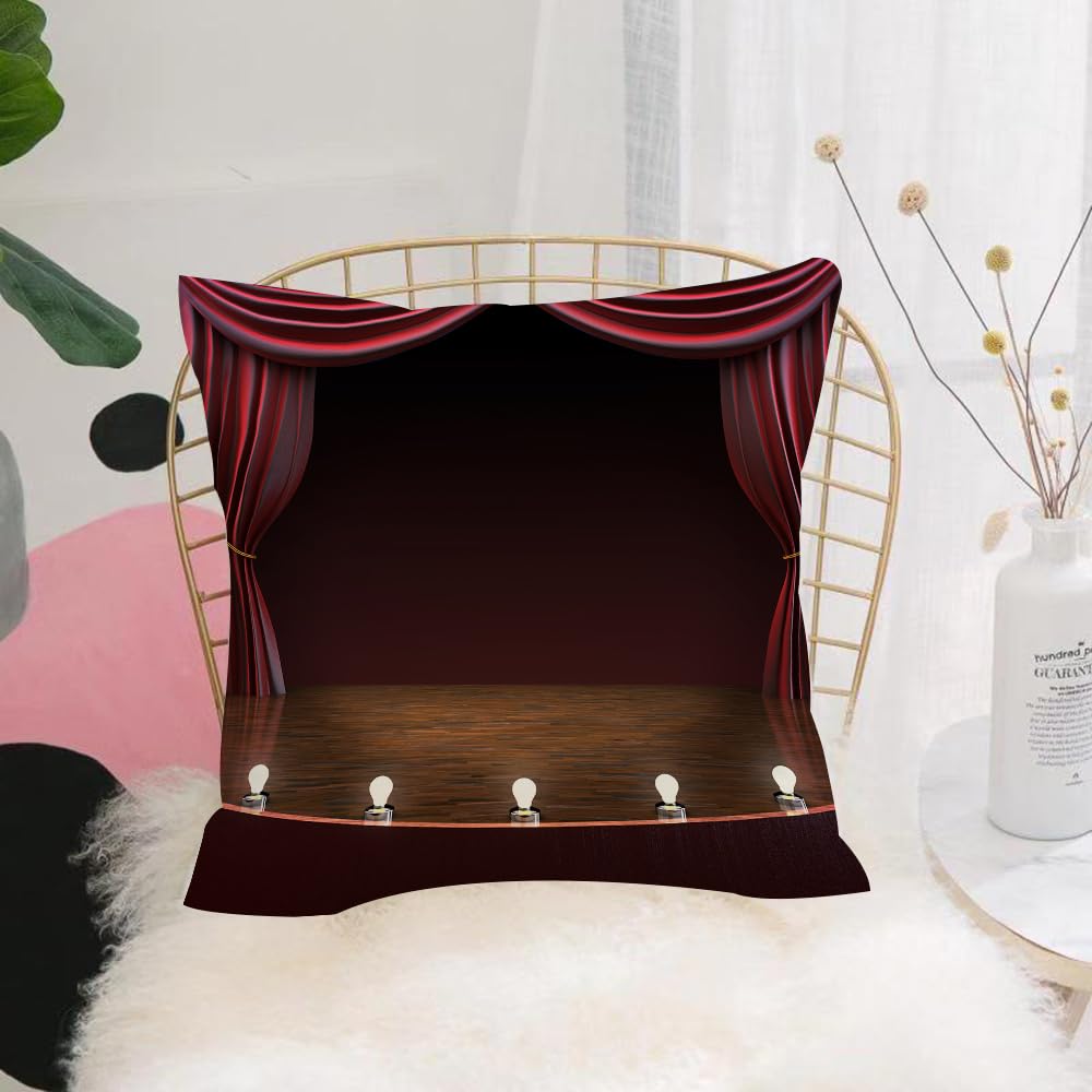 Hyosxw Musical Theater, Ancient Classical Theater M - A7 Cushion Cover,Throw Pillow Case Home Decorative For Living Room Bedroom Sofa Chair 18X18 Inch,Musical Theater, Ancient Classical Theater Musical Arts, Maroon Brown White,Pillowcase 45X45cm