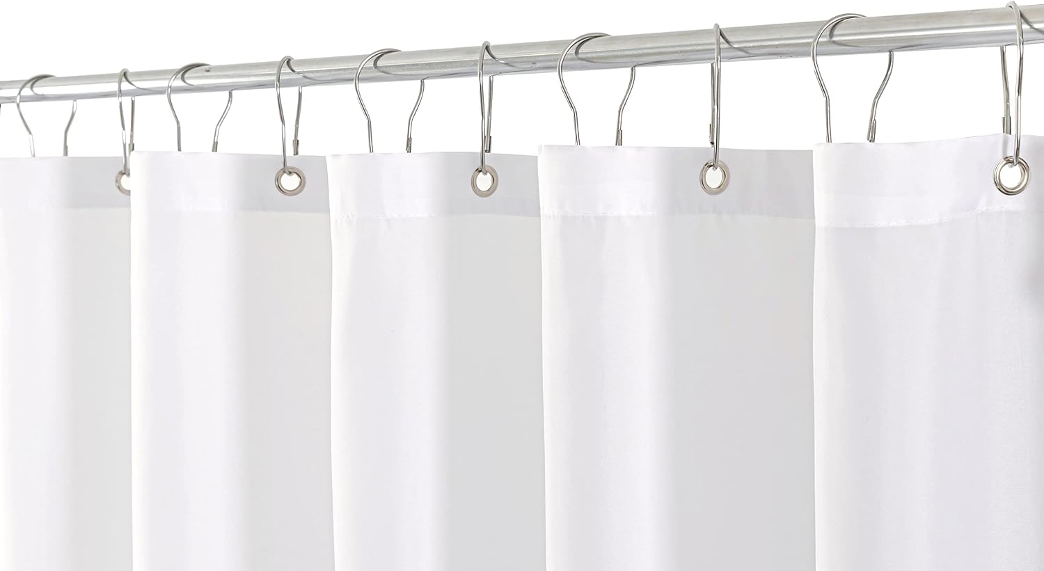 Biscaynebay Fabric Shower Stall Curtain Liners, White 40 Inch Width by 72 Inch Length, Water Resistant Bathroom Curtains, Rust Resistant Grommets (7 Holes) Weighted Bottom Machine Washable