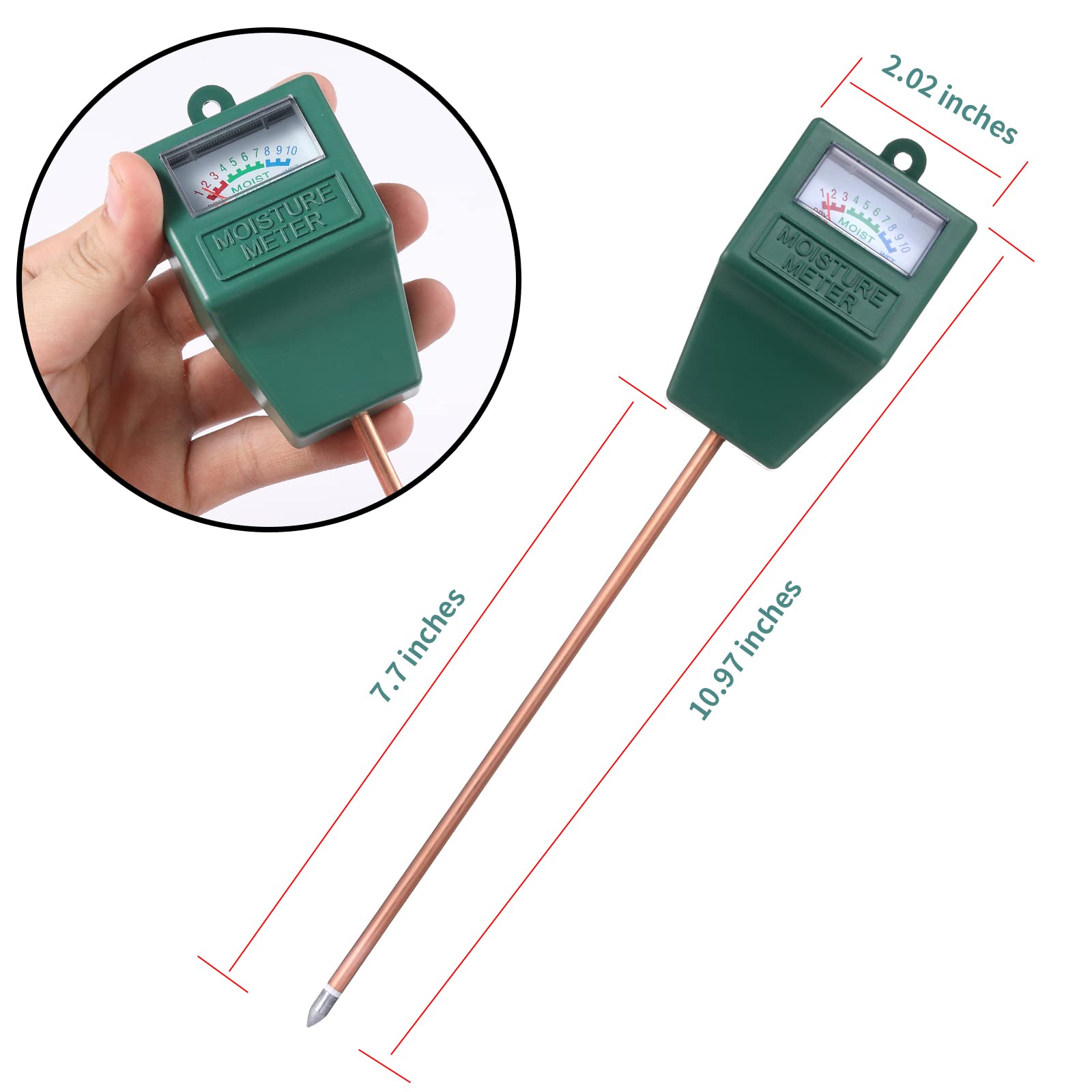 Yizerel 2 Packungen Bodenfeuchtigkeitsmesser für Zimmerpflanzen, Pflanzenwasserzähler, Boden-Test-Set, Bodenhygrometer, Bauernhof, keine Batterie erforderlich (Schwarz und Grün)