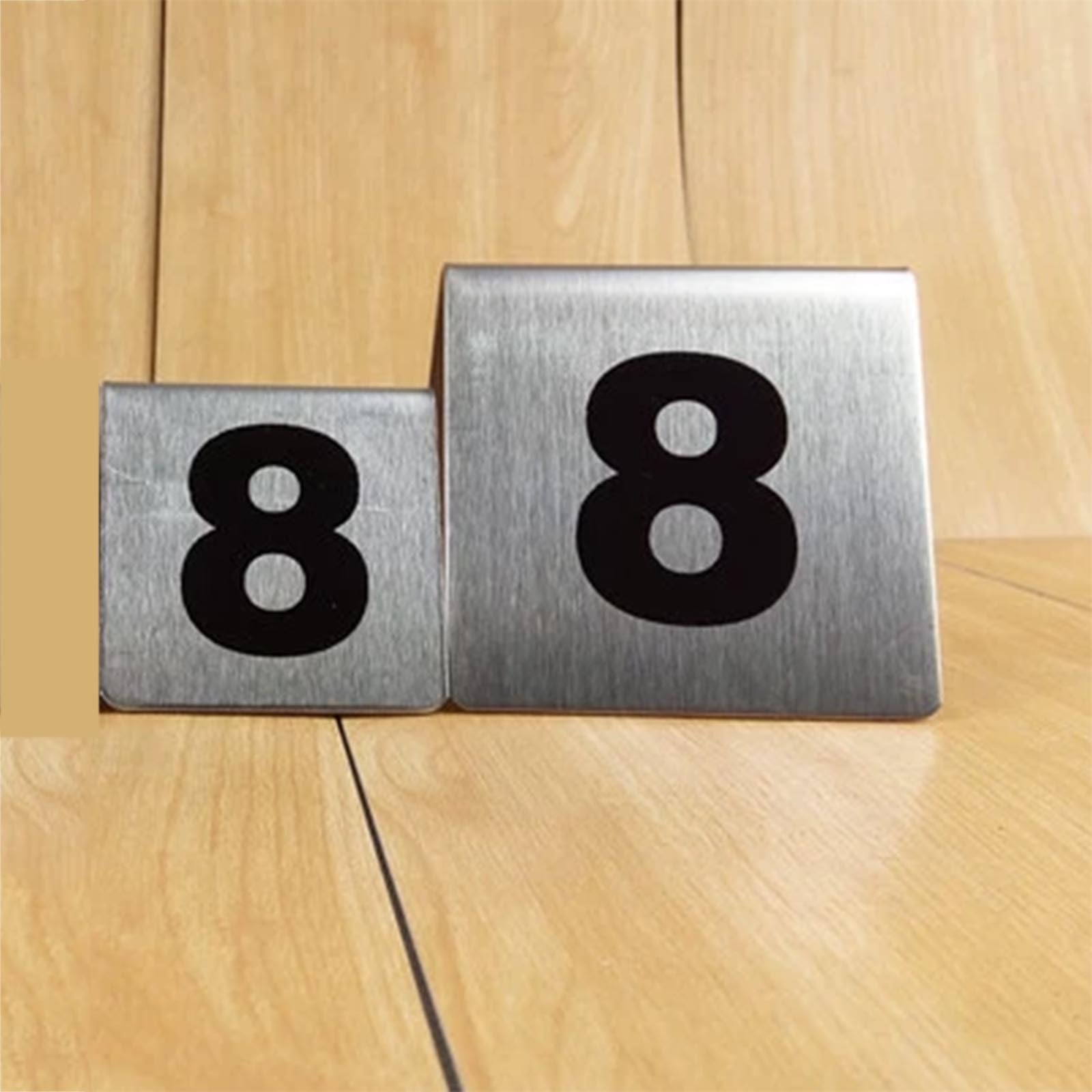 Placas De Números De Acero Inoxidable, Carteles For Asientos De Escritorio | Reutilizables, impermeables y resistentes al aceite, resistentes y duraderos, apilables, con bordes redondeados(8*6cm)