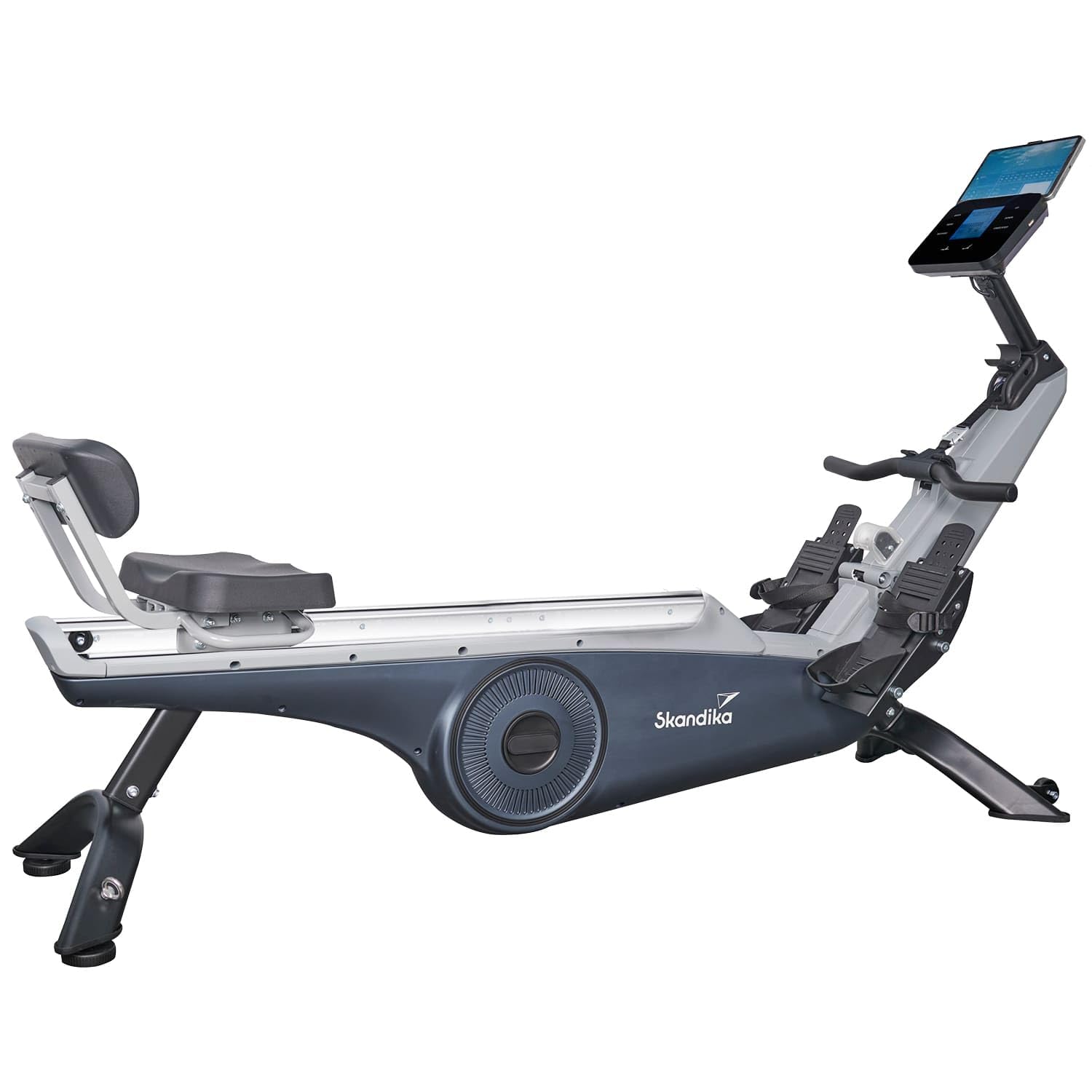 Skandika Rameur Freki | Rameur d'appartement qualité Studio, résistance magnétique 10 Niveaux, Masse d'inertie 8 kg, connecté Kinomap, Rangement Vertical, jusqu'à 200 cm | Appareil de Fitness