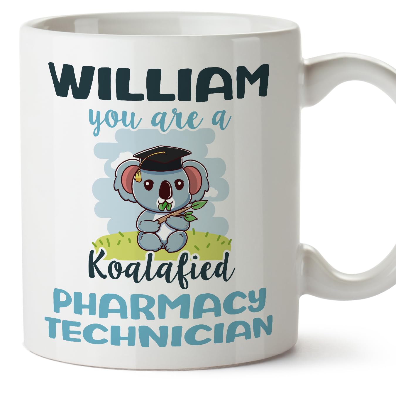MUGFFINS Personalised Mug for Pharmacy Technician man - in English - Custom Koalafied - Funny Custom Gift for Colleagues - Ceramic 11oz Mug โ image 1