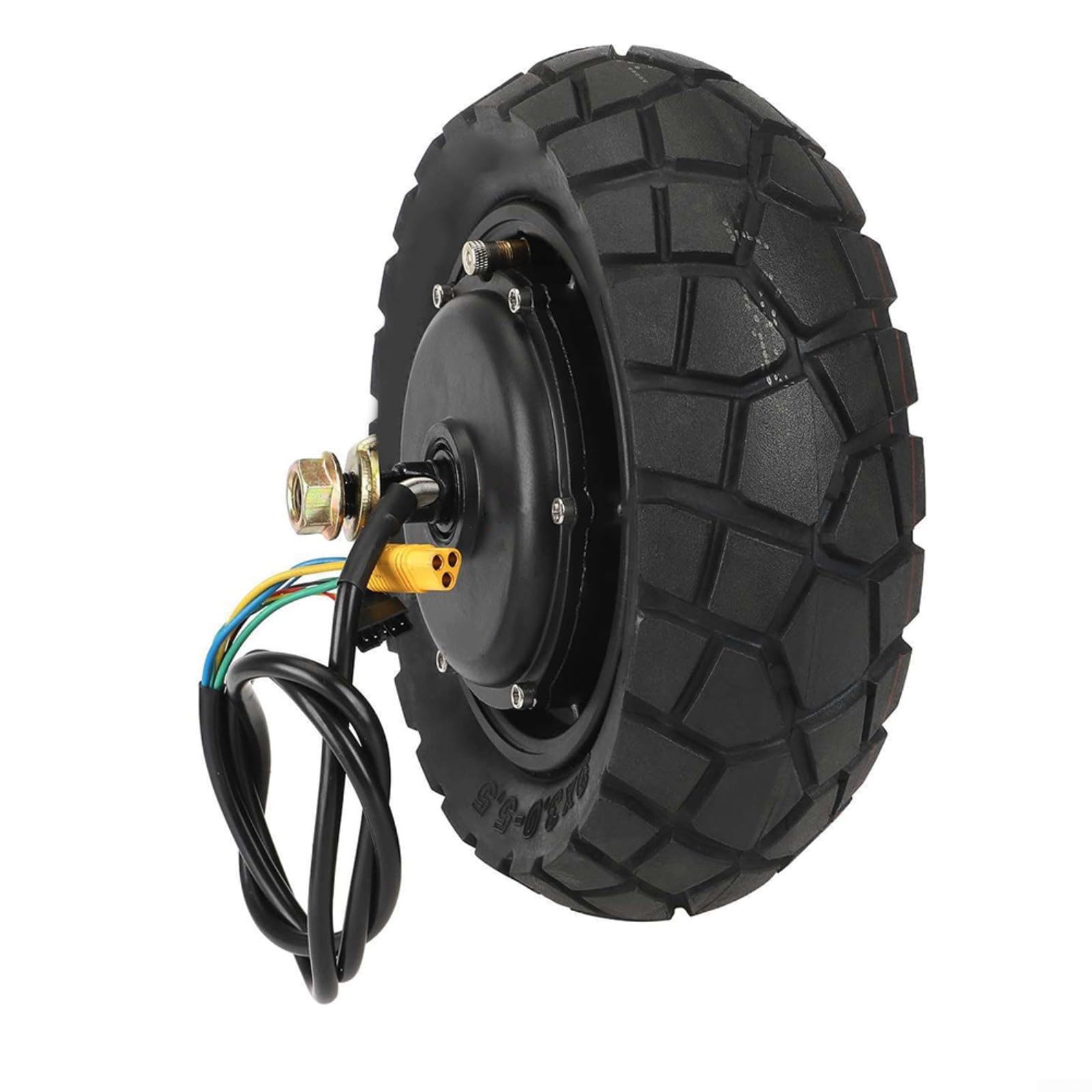 Roue de moteur 600 W 48 V pour scooter électrique Kukirin G2 Pro DB 9X30-55 avec bande de roulement irrégulière résistante à l'usure en métal et caoutchouc moyeu arrière de rechange