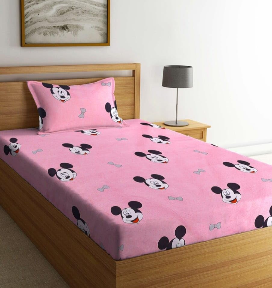 Image of DECORUM Glace Cotton Single Bedsheet with 1 Pillow Cover | Soft, Durable, Lightweight & Skin-Friendly Fabric| Suitable for Single /Diwan Bed Size