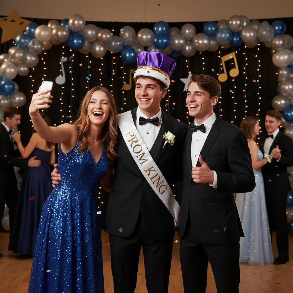 Anderson's Satin Crown with Gold Trim and Faux Fur, King Crown For Prom, Homecoming, Royalty, Mardi Gras, Birthday, Party
