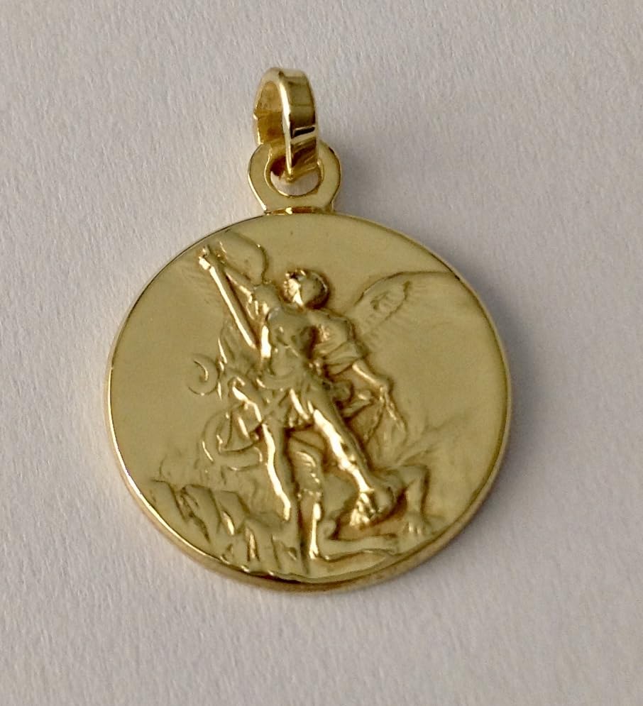 925 STERLING SILVER SAINT MICHAEL THE ARCHANGEL MEDAL - GOLD PLATED (GUARANTEED) - 100% MAD IN ITALY3