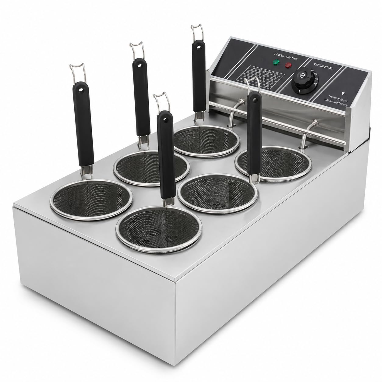20L Commercial Cuiseur Pâtes Électrique 3200W Avec 6 Paniers,Température Réglable 140℉-392℉ Pour Cuire Nouilles,Saucisses, Boulettes Poisson, Radis, Tofu,Légumes, etc.
