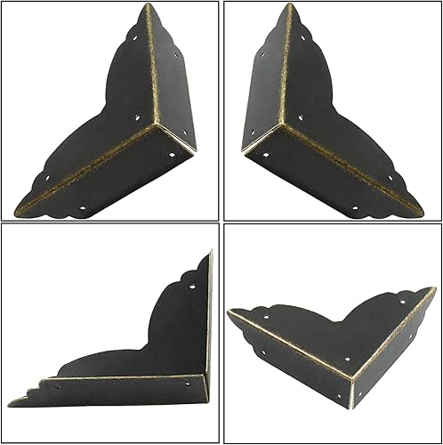 Miniatura 4 de 12 protectores de esquina de metal negro, protectores de esquina de caja de 2.76 x 2.76 pulgadas, protectores decorativos de esquina de metal,