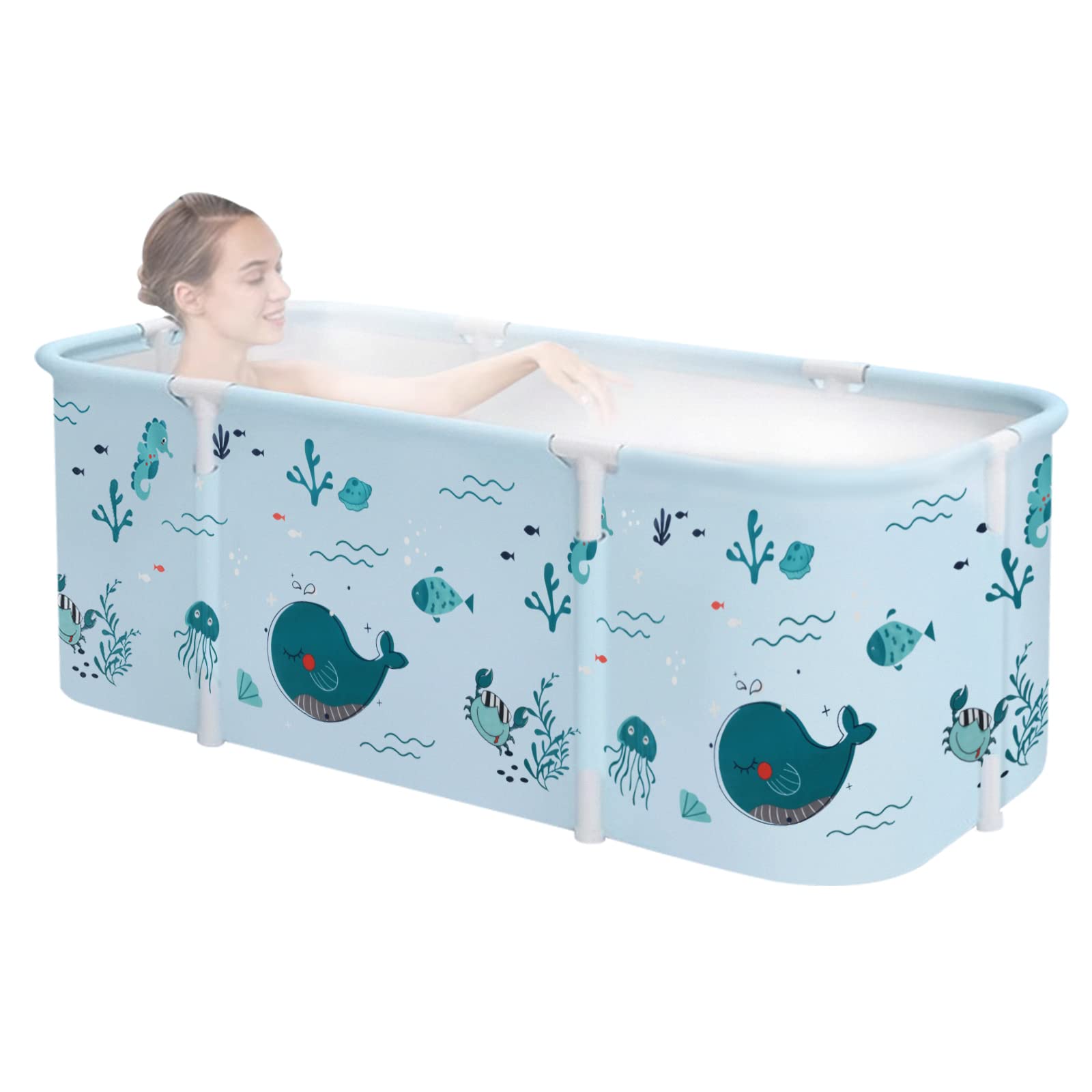 Vasca da bagno pieghevole, vasca da bagno portatile a 3 strati, vasca da bagno in PVC per adulti e bambini (Animato-140cm)