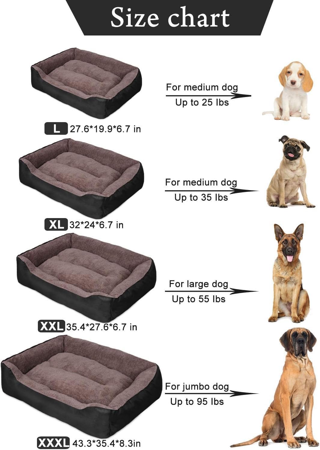 review PUPPBUDD Dog Beds for Medium Dogs, Washable Dog Bed Comfortable and Breathable Pet Bed Rectangle Warming Dog Bed for Medium Dogs