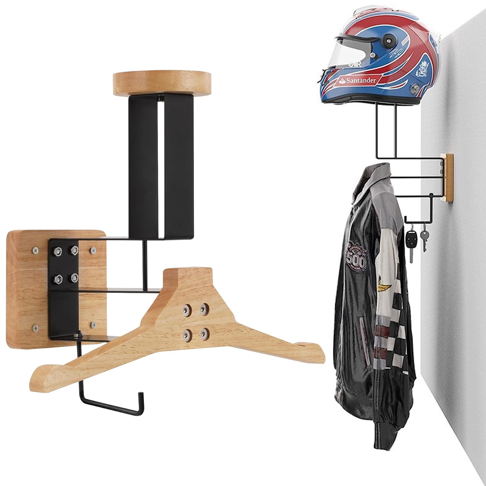 Porte casque moto mural pour libérer de l'espace et suspendre un gilet tactique ou un sac